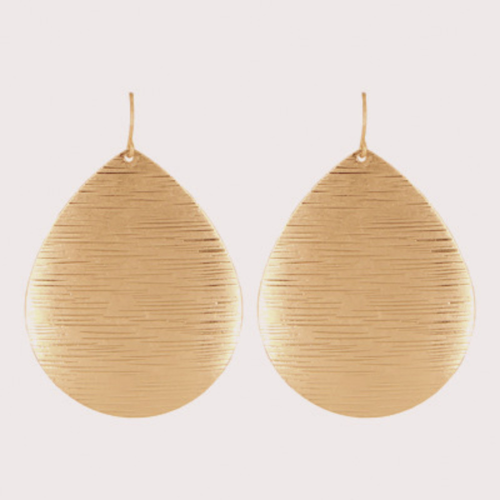 Chunky Brushed Gold Teardrop Dangle Earrings